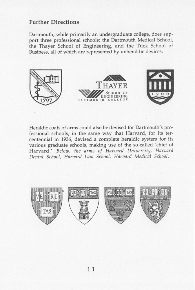 Page of pamphlet by Jonathan Good, A Proposal for a Heraldic Coat of Arms for Dartmouth College (1995)